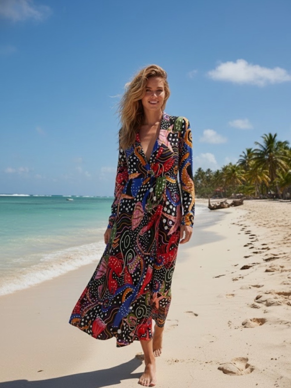 Farm Rio Under the Sea Midi Dress